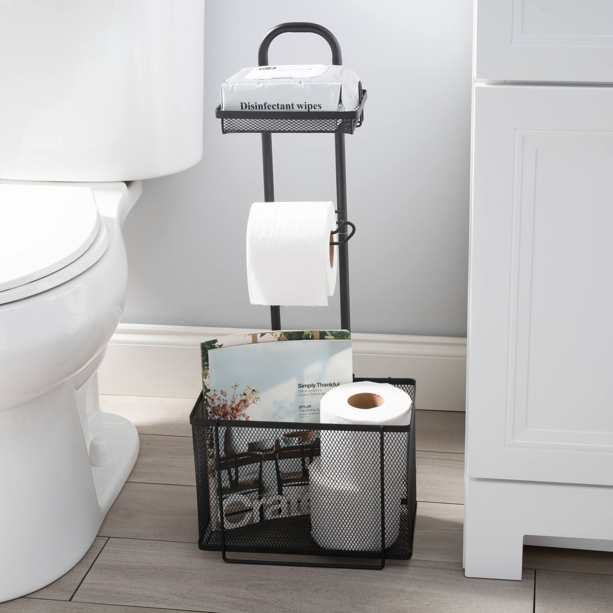 Bath Bliss Mesh Collection Matte Black Adjustable Bathroom Organizer